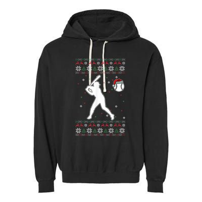 Baseball Player Christmas Cool Ugly X-Mas Pajama Boyss Garment-Dyed Fleece Hoodie