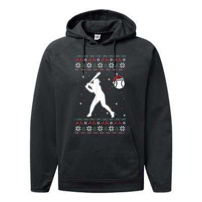 Baseball Player Christmas Cool Ugly X-Mas Pajama Boyss Performance Fleece Hoodie