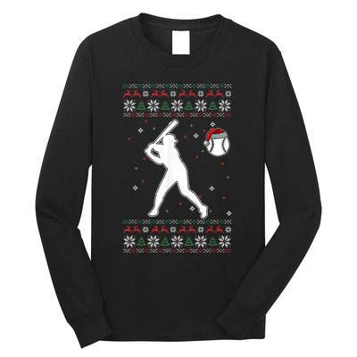 Baseball Player Christmas Cool Ugly X-Mas Pajama Boyss Long Sleeve Shirt