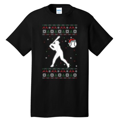 Baseball Player Christmas Cool Ugly X-Mas Pajama Boyss Tall T-Shirt