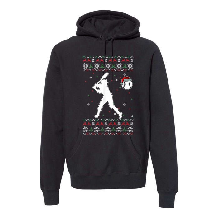 Baseball Player Christmas Cool Ugly X-Mas Pajama Boyss Premium Hoodie