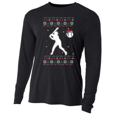 Baseball Player Christmas Cool Ugly X-Mas Pajama Boyss Cooling Performance Long Sleeve Crew