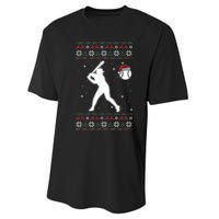 Baseball Player Christmas Cool Ugly X-Mas Pajama Boyss Performance Sprint T-Shirt