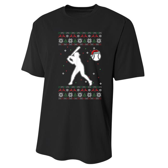 Baseball Player Christmas Cool Ugly X-Mas Pajama Boyss Performance Sprint T-Shirt