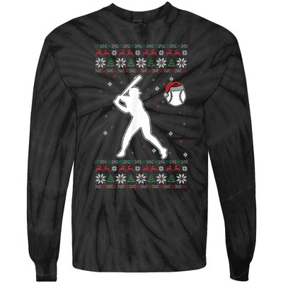 Baseball Player Christmas Cool Ugly X-Mas Pajama Boyss Tie-Dye Long Sleeve Shirt