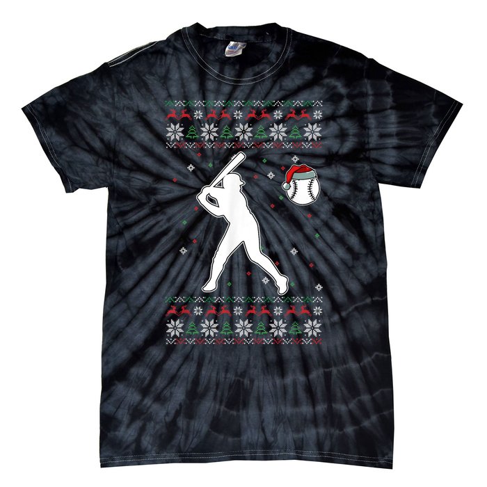 Baseball Player Christmas Cool Ugly X-Mas Pajama Boyss Tie-Dye T-Shirt