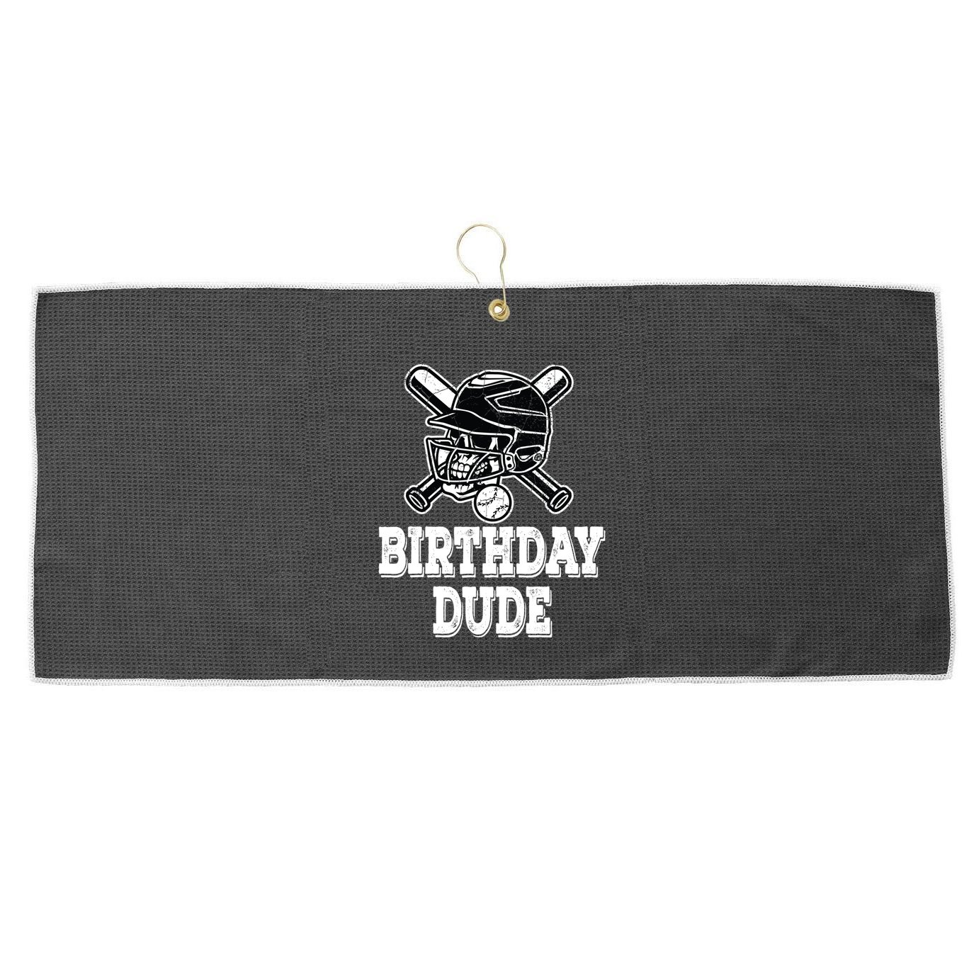 Baseball Pitcher Catcher Helmet Birthday Funny Gift Cool Gift Large Microfiber Waffle Golf Towel