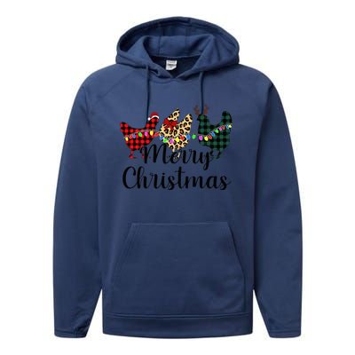 Buffalo Plaid Chickmas Merry Christmas Chicken Lover Xmas  Performance Fleece Hoodie