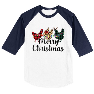 Buffalo Plaid Chickmas Merry Christmas Chicken Lover Xmas  Baseball Sleeve Shirt