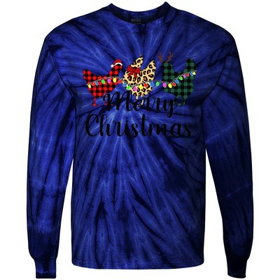 Buffalo Plaid Chickmas Merry Christmas Chicken Lover Xmas  Tie-Dye Long Sleeve Shirt