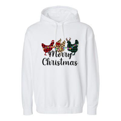 Buffalo Plaid Chickmas Merry Christmas Chicken Lover Xmas  Garment-Dyed Fleece Hoodie