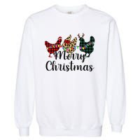 Buffalo Plaid Chickmas Merry Christmas Chicken Lover Xmas  Garment-Dyed Sweatshirt