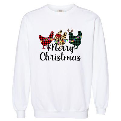 Buffalo Plaid Chickmas Merry Christmas Chicken Lover Xmas  Garment-Dyed Sweatshirt