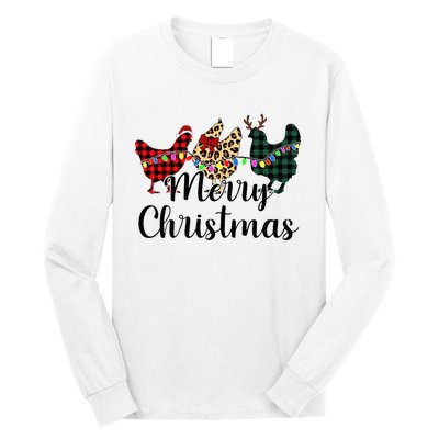 Buffalo Plaid Chickmas Merry Christmas Chicken Lover Xmas  Long Sleeve Shirt