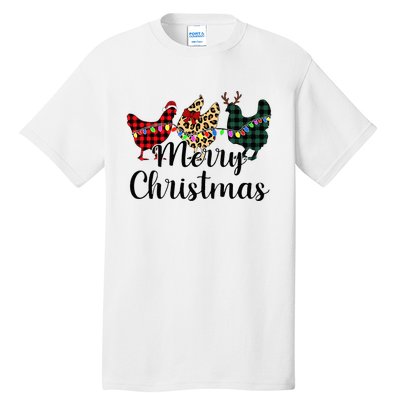 Buffalo Plaid Chickmas Merry Christmas Chicken Lover Xmas  Tall T-Shirt