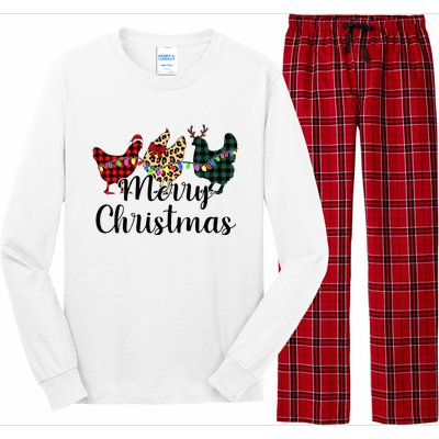 Buffalo Plaid Chickmas Merry Christmas Chicken Lover Xmas  Long Sleeve Pajama Set