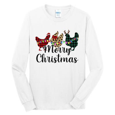 Buffalo Plaid Chickmas Merry Christmas Chicken Lover Xmas  Tall Long Sleeve T-Shirt