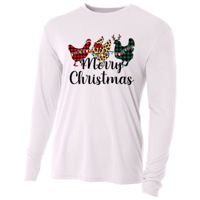 Buffalo Plaid Chickmas Merry Christmas Chicken Lover Xmas  Cooling Performance Long Sleeve Crew