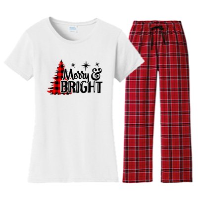 Buffalo Plaid Christmas Tree Merry And Bright Women's Flannel Pajama Set