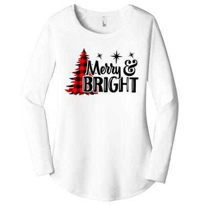 Buffalo Plaid Christmas Tree Merry And Bright Women's Perfect Tri Tunic Long Sleeve Shirt