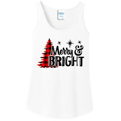 Buffalo Plaid Christmas Tree Merry And Bright Ladies Essential Tank