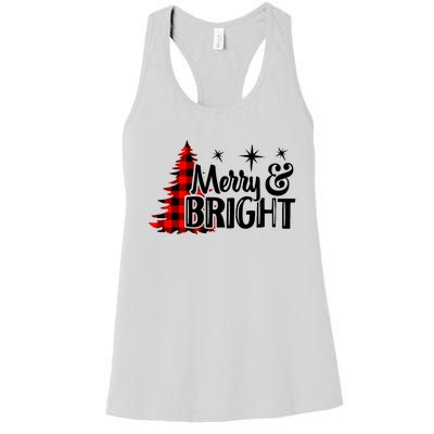 Buffalo Plaid Christmas Tree Merry And Bright Women's Racerback Tank