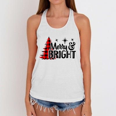 Buffalo Plaid Christmas Tree Merry And Bright Women's Knotted Racerback Tank