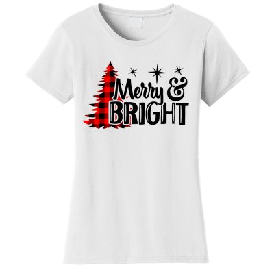 Buffalo Plaid Christmas Tree Merry And Bright Women's T-Shirt