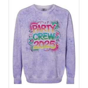 Bright Party Crew 2025 Festive New YearS Eve Group Outfit Gift Colorblast Crewneck Sweatshirt