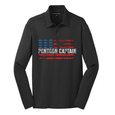 Boating Pontoon Captain 4th Of July Pontoon Boat Silk Touch Performance Long Sleeve Polo