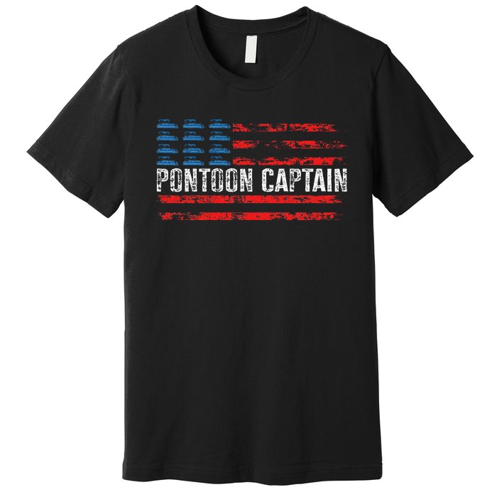 Boating Pontoon Captain 4th Of July Pontoon Boat Premium T-Shirt