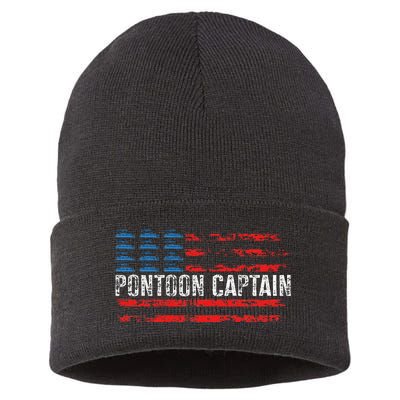 Boating Pontoon Captain 4th Of July Pontoon Boat Sustainable Knit Beanie