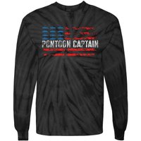 Boating Pontoon Captain 4th Of July Pontoon Boat Tie-Dye Long Sleeve Shirt