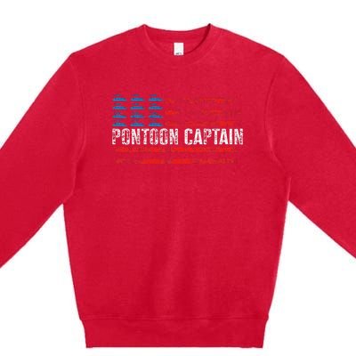 Boating Pontoon Captain 4th Of July Pontoon Boat Premium Crewneck Sweatshirt