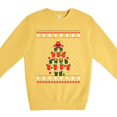 Beer Pong Christmas Tree Ugly Xmas Sweater Cute Gift Premium Crewneck Sweatshirt