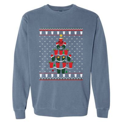 Beer Pong Christmas Tree Ugly Xmas Sweater Cute Gift Garment-Dyed Sweatshirt