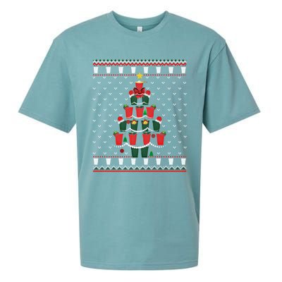 Beer Pong Christmas Tree Ugly Xmas Sweater Cute Gift Sueded Cloud Jersey T-Shirt