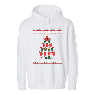 Beer Pong Christmas Tree Ugly Xmas Sweater Cute Gift Garment-Dyed Fleece Hoodie