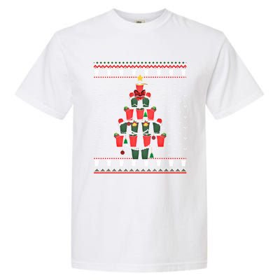 Beer Pong Christmas Tree Ugly Xmas Sweater Cute Gift Garment-Dyed Heavyweight T-Shirt