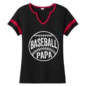 Baseball Papa Coach Father's Day Ladies Halftime Notch Neck Tee