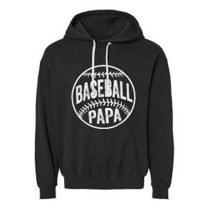 Baseball Papa Coach Father's Day Garment-Dyed Fleece Hoodie