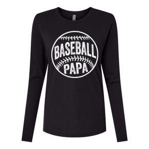 Baseball Papa Coach Father's Day Womens Cotton Relaxed Long Sleeve T-Shirt