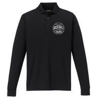 Baseball Papa Coach Father's Day Performance Long Sleeve Polo