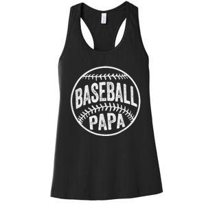 Baseball Papa Coach Father's Day Women's Racerback Tank