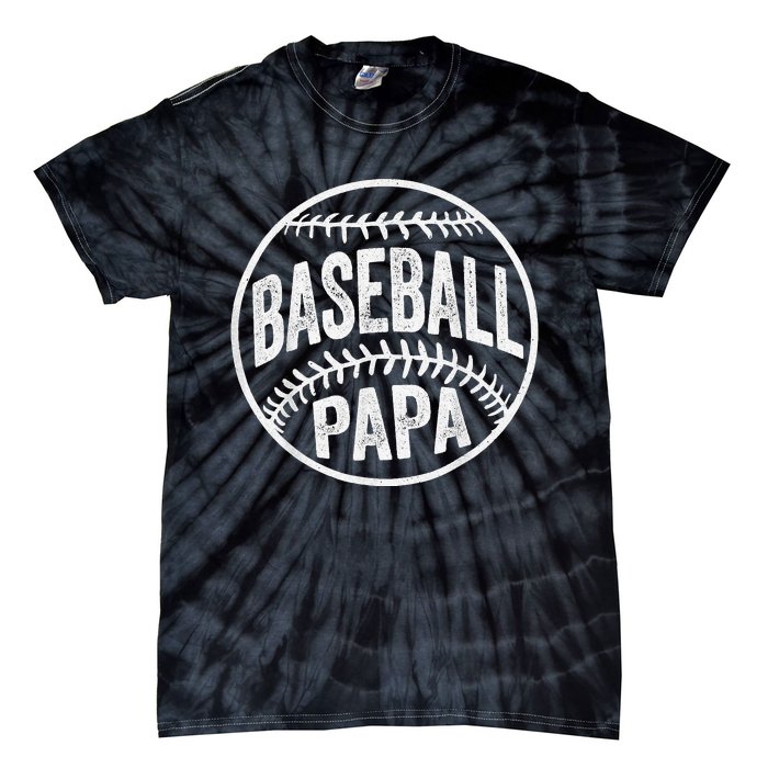 Baseball Papa Coach Father's Day Tie-Dye T-Shirt