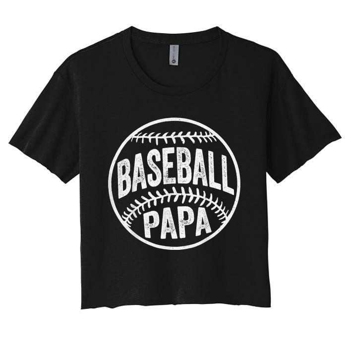 Baseball Papa Coach Father's Day Women's Crop Top Tee