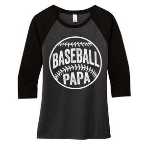 Baseball Papa Coach Father's Day Women's Tri-Blend 3/4-Sleeve Raglan Shirt