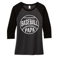 Baseball Papa Coach Father's Day Women's Tri-Blend 3/4-Sleeve Raglan Shirt