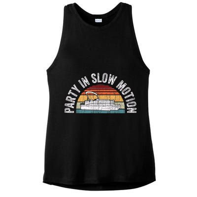 Best Pontoon Captain Boat Party In Slow Motion Ladies PosiCharge Tri-Blend Wicking Tank