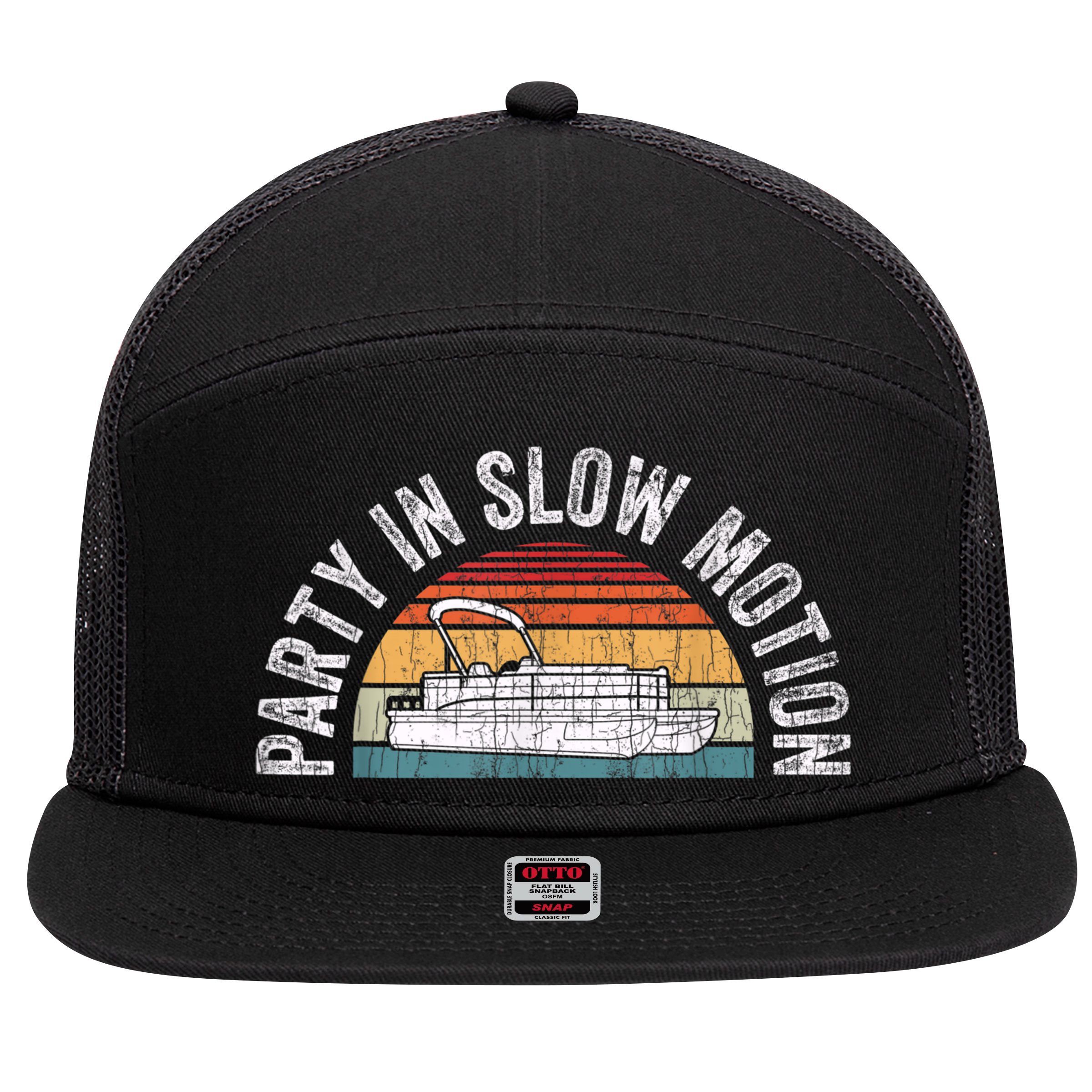 Best Pontoon Captain Boat Party In Slow Motion 7 Panel Mesh Trucker Snapback Hat